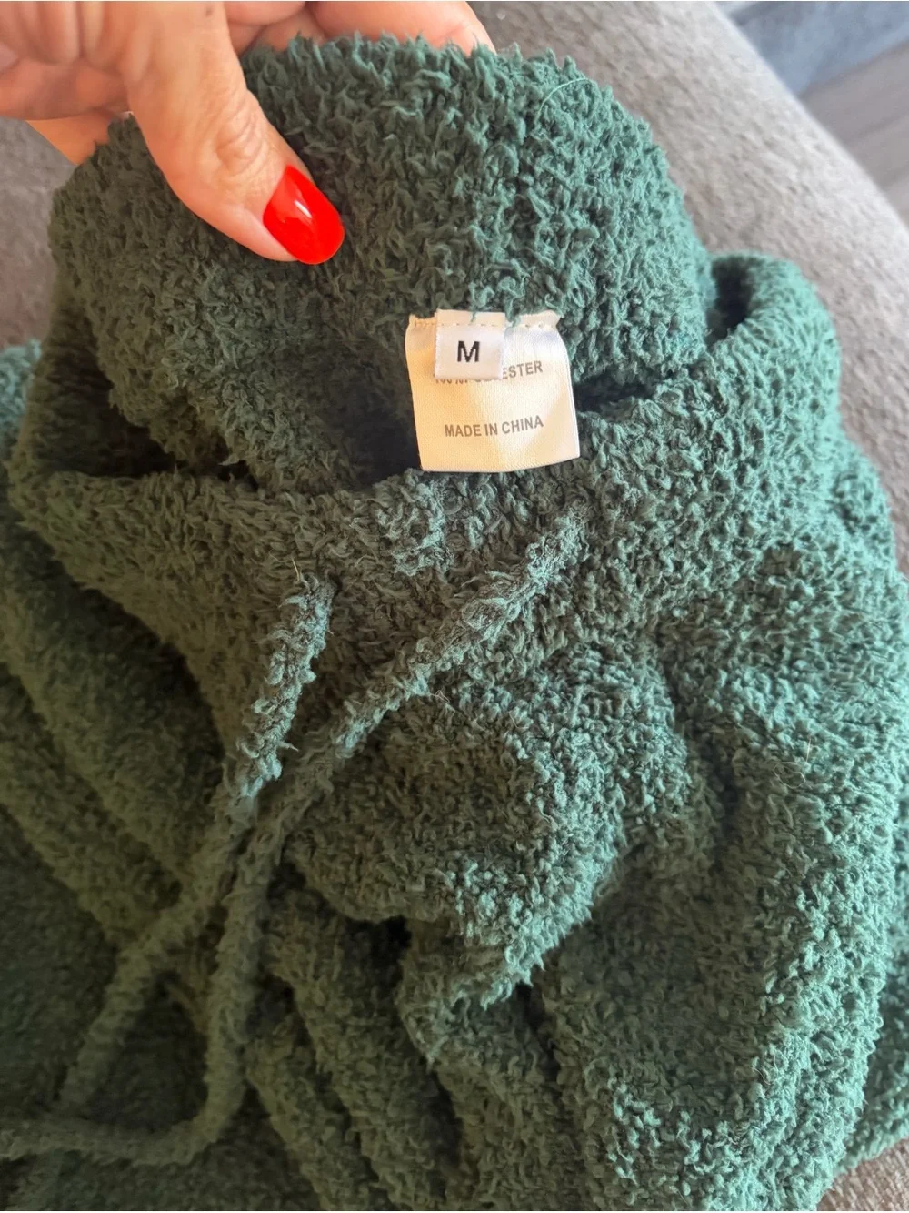 Plush Hunter Green V neck Pajama Set